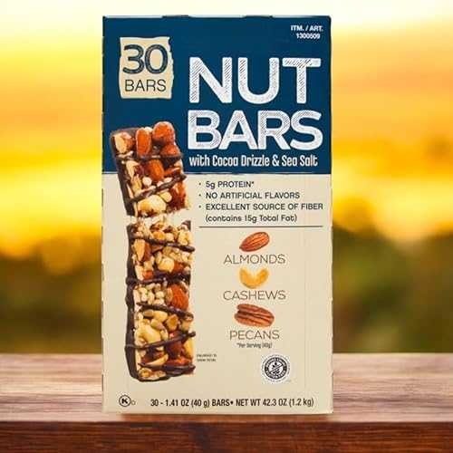 generic Nut Bars with Cocoa Drizzle \u0026 Sea Salt - Almonds, Cashews, Pecans, 30 Count, 5g Protein, Gluten-Free, No Artificial Flavors, 42.3 薬局衡オンス