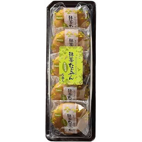 JP Nagoyan Matcha Japanese Sweet Buns Filled with Matcha Flavored Yellow Bean Paste by PASCO Shikishima Bakery 5 Pieces (Pack of 2, Total 10 pieces), Wagashi Japanese Sweets Omiyage Souvenirs from Nagoya, Aichi Prefec