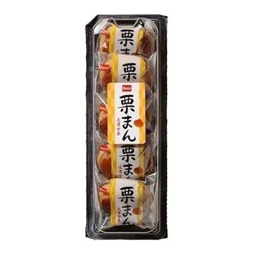 JP Nagoyan Kuri Manju Japanese Sweet Buns with Chesnuts Yellow Bean Filling by PASCO Shikishima Bakery 5 Pieces (Pack of 2, Total 10 pieces), Wagashi Japanese Sweets Omiyage Souvenirs from Nagoya, Aichi Prefecture, J