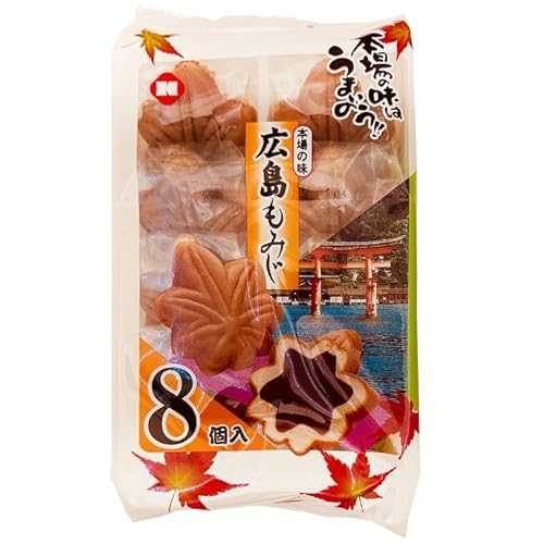 JP Kotobuki Hiroshima Momiji Manju 8パソコン (Pack of 2), Traditional Maple Manju Japanese Castella Cake Filled with Sweet Azuki Red Bean Paste Japanese Sweets Wagashi, MADE IN JAPAN