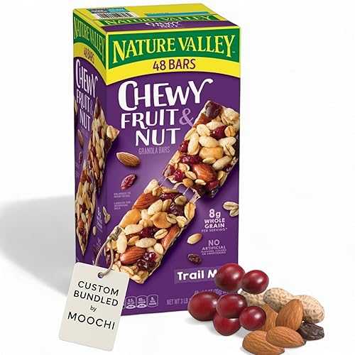 Nature- Valleys Chewy Trail Mix Fruit \u0026 Nut Granola Snack Bars 48 Count Custom Bundled by MOOCHI