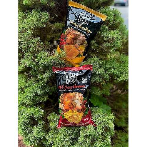 Wicked Crisps, Game Night Special Variety Pack, 2 Bags Each of Red Curry Hummus Naturally Flavored Hummus Crisps with 4g Protein and Cheesy Cheese Pizza Naturally Flavored Tomato Crisps, Baked Veggie Chips, Deliciously