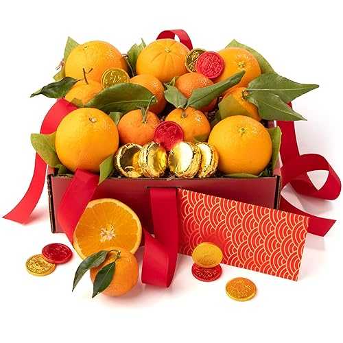 A Gift Inside Lunar New Year Fruit \u0026 Chocolate Gift Box Fresh Premium Fruit with Artisan Chocolates, Chinese New Year Gift Basket for Family, Friends \u0026 Corporate Gifting