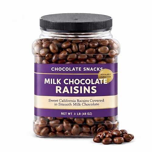 Generic Chocolate Snacks Milk Chocolate Raisins, Bulk Resealable Family Size Jar, Sweet Chocolate Covered Dried Fruit Snack, 3 重量ポンド (48 薬局衡オンス)