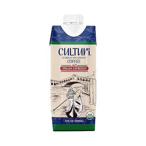 Culturi Coffee / Italian Espresso / Italian Influenced, Low Calorie, Authentic Flavored Coffee / Enhanced Recipe, All-New Packaging / 11薬局衡オンス Bottle (12 Count)