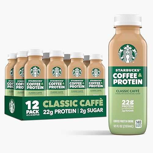 Starbucks Coffee \u0026 Protein, Classic Caffe, 12 fl 薬局衡オンス Bottles, (12 Pack), 22g Protein, 2g Sugar, No Added Sugar, 5g Prebiotic Fiber, High Protein Iced Coffee