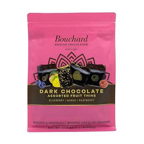 Bouchard Dark Chocolate Fruit Thins - Blueberry - Mango - Raspberry - 21.2 OZ (1.3 LB/600g)