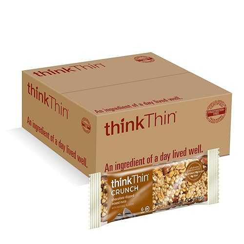 thinkThin Crunch Chocolate Dipped Mixed Nuts, Gluten Free, 1.41 Ounce Bars (Pack of 15)