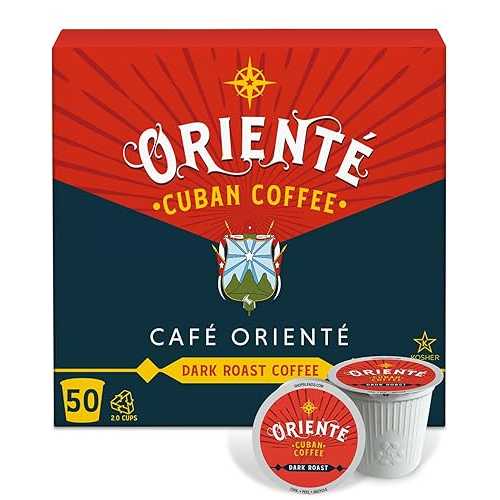 Oriente Cuban Coffee Roasters Oriente Dark Roast Coffee Pods, 50 コンピュータ断層撮影法, Cuban Inspired Coffee インチ Single Serve Pods - 100% Arabica Coffee, Compatible with Keurig K Cups Maker