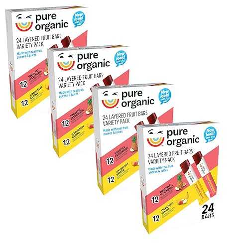 Pure Organic Layered Fruit Bars, Made With Fresh Real Fruit Purees and Juices Variety Convenient Pack - By Gourmet Kitchn (0.63 薬局衡オンス - 24 コンピュータ断層撮影法 ) (4 - Pack)