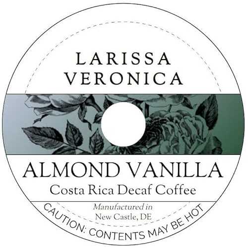 Larissa Veronica Almond Vanilla Costa Rica Decaf Coffee (Single Serve K-Cup Pods) (Gourmet, Naturally Flavored, Whole Coffee Beans) (12 pods, ZIN: 571104)