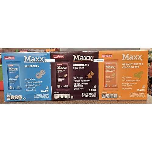 Generic Elevation Maxx Bar Blueberry, Chocolate Sea Salt, Peanut Butter Chocolate, 7.3薬局衡オンス 208g (Three Boxes)