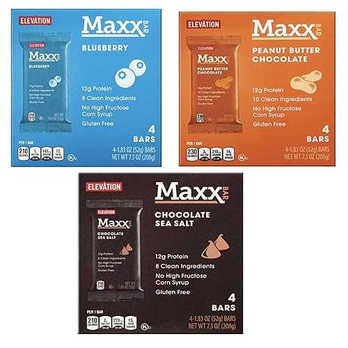 Generic Elevation Maxx Bar Trio: Irresistible Blueberry Bliss, Decadent Chocolate Sea Salt, \u0026 Creamy Peanut Butter Chocolate! 7.3薬局衡オンス (208g) - Three Delicious Boxes! 12g Protein Per Bar \u0026 14% of your DV for Fiber