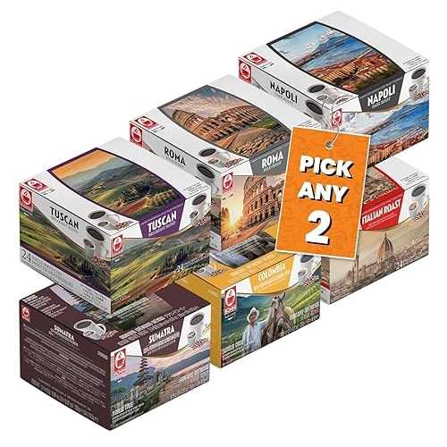 Caff・・ Tiziano Bonini Bonini K-Cup Coffee Pods Pick Any 2 Packs from 6 flavours Inc. Napoli, Roma, Colombia, Sumatra, Tuscan, Italian Roast. (Each Pack 24 pods, Total 48 pods)