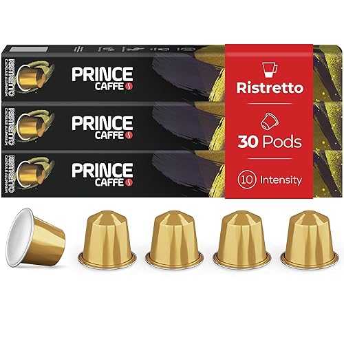 Doomi Prince Caffe Espresso Pods RISTRETTO Intensity 10 Dark Roast Coffee Capsules Compatible with Nespresso, Pods for Original Line Machines Premium Quality Espresso Capsules 3 x 10 Pack (30 Count)