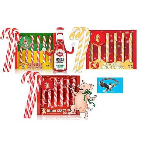 PITCHING PIGEON Mac \u0026 Cheese, Bacon \u0026 Ketchup 18コンピュータ断層撮影法 Christmas Candy Canes Funny Savory Holiday Candy, Novelty Gag Gift, Weird Flavor Stocking Stuffers