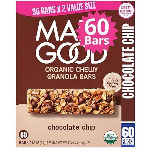 R\u0026C Essentials Home Made_Goods Chocolate Chip Granola Bars 60 Count / Chocolate Drizzled, Chocolate chip Flavor / Gluten Free / Nut Free / Organic Snacks, 0.85 薬局衡オンス Each by R\u0026C Store