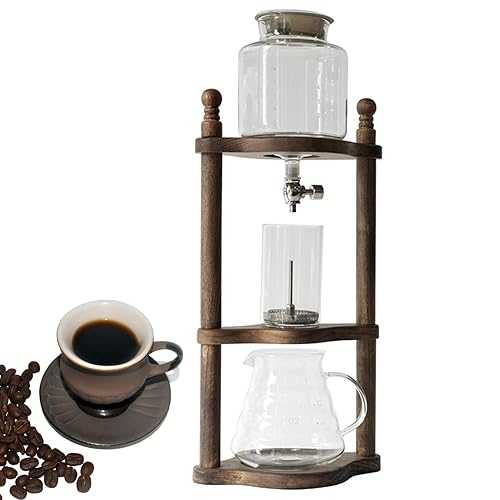 CHANGLKJ Coffee Cold Brew Drip Tower, Ice Cold Brew Dripper with Adjustable Drip Speed Stainless Steel Valve, 4~6 Servings Capacity and 3-4 Hour Cold Brew Drip, 65% ??less Acidic, for Coffee Shop CHANGLKJ Coffee C
