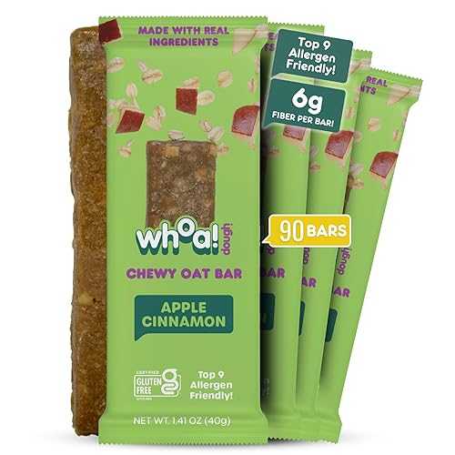 Whoa! Dough Top 9 Allergen Free Chewy Oat Bars - Apple Cinnamon / (90) 1.41 薬局衡オンス Individually Wrapped Bars / 6g Fiber, Allergen Friendly, Gluten-Free \u0026 Plant-Based Granola Oat Bars