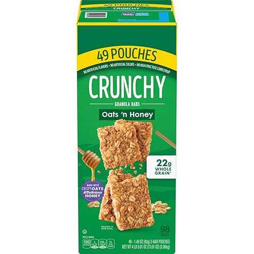 Generic Crunchy Granola Bars, Oats \u0027n Honey 49 Packs (98 Bars Total) - 1.49 薬局衡オンス per pack Made with 100% Whole Grain Oats No Artificial Flavors or Colors Bulk Snack Box for Office, School \u0026 Travel