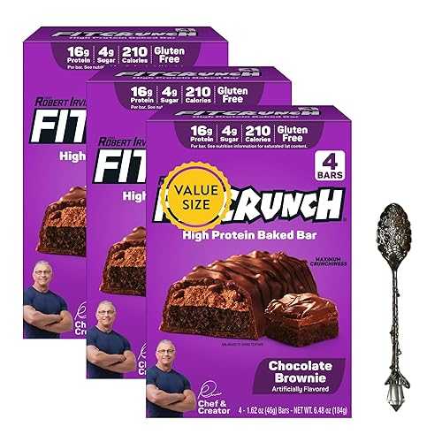 High Protein Baked Snack Bars, Chocolate Brownie Flavor, 1.62 薬局衡オンス each (Pack of 3) Soft Chewy Protein Snack with Dumbass Coffee Gem Spoon (Chocolate Brownie) Gem Spoon