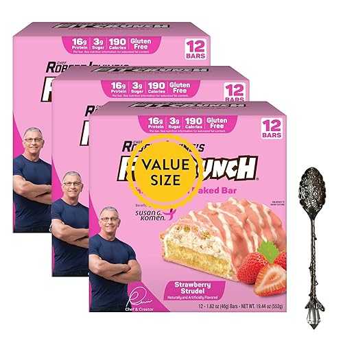 High Protein Baked Snack Bars, Strawberry Strudel Flavor, 12 Bars 1.62 薬局衡オンス each (Pack of 3) Soft Chewy Protein Snack with Dumbass Coffee Gem Spoon (Strawberry Strudel) Gem Spoon