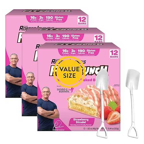High Protein Baked Snack Bars, Strawberry Strudel Flavor, 12 Bars 1.62 薬局衡オンス each (Pack of 3) Soft Chewy Protein Snack with Dumbass Coffee Mini Metal Shovel Spoons (Strawberry Strudel) Shovel Spoons