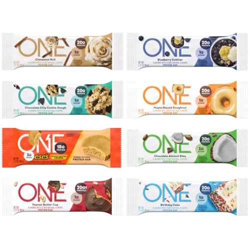 Generic One Protein Bar Sampler Variety Pack - 8 Assorted Flavors - 2.12 Oz Bars - Gluten-Free Protein Bar with High Protein 18-20g - Low Sugar - 8 Pack