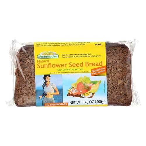 Mestemacher Natural Sunflower Seed Bread - High Fiber- Kosher - 17.6 Ounce - Case of 12