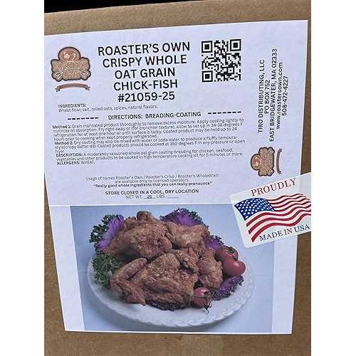Roaster\u0027s Own Brand 25 Lb.Box Crispy Chick-Fish-Whole Oat Grain Coating - Breading.Moderately Seasoned, Extremely Flavorful Crispy, Crunchy Whole Oat Grain Based