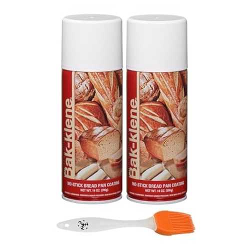 Bak-klene Bread Pan Coating Spray, Grill High Heat Nonstick Spray for Cooking 14 Ounce (Pack of 2) -with Make Your Day Basting Brush