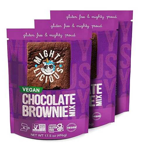 MIGHTYLICIOUS Chocolate Brownie Mix, Gluten-Free Brownie Mix, Plant-Based, Dairy-Free \u0026 Egg-Free, Non-GMO, Kosher, Allergen-Friendly Baking Mix, Easy Homemade Brownies (3-Pack)