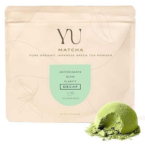 Yu Tea Organic Decaf Matcha Powder Ceremonial Grade, 50 Servings / Rich インチ Antioxidants \u0026 L-Theanine, Low Caffeine / Unsweetened Grade A Japanese Green Tea Powder / Resealable Pouch, 2.65 薬局衡オンス