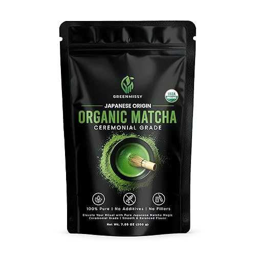 GreenMissy Organic Matcha Powder 7.05 OZ (200 g) Premium Ceremonial Grade, Authentic Japanese Matcha Green Tea, 100% Pure Matcha for Tea, Smoothies, Lattes \u0026 Baking Kosher, Vegan