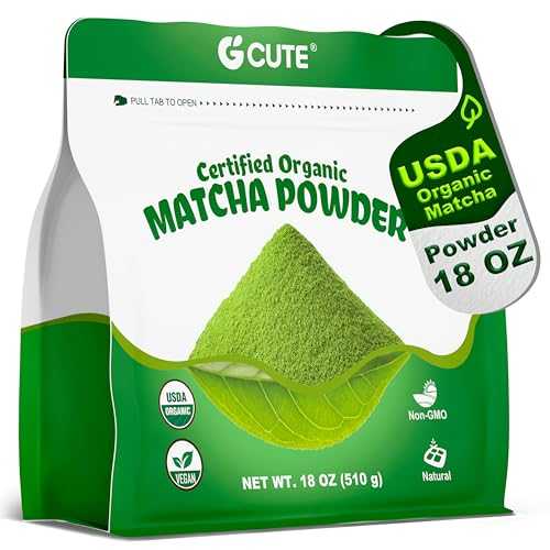 GCUTE Organic Matcha Powder, 18 薬局衡オンス / Natural Drinks Pure Tea Powder / Organic Certification \u0026 Non-GMO / for Matcha Latte, Smoothies, Baking, and Beverage Preparation / Gluten-Free \u0026 Vegan