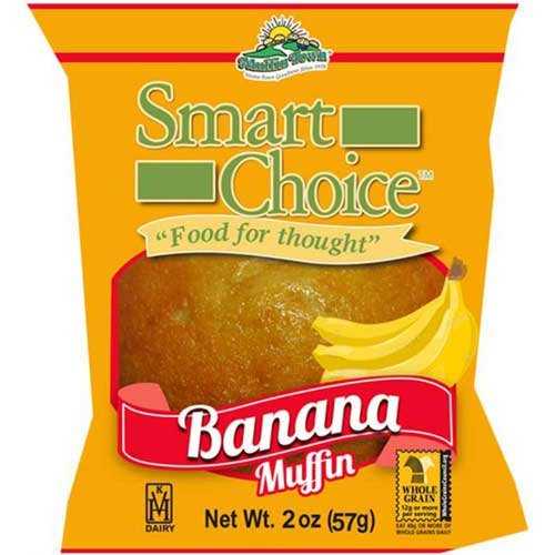 Muffin Town Smart Choice Whole Grain Banana Muffins, 2 Ounce -- 96 per case.
