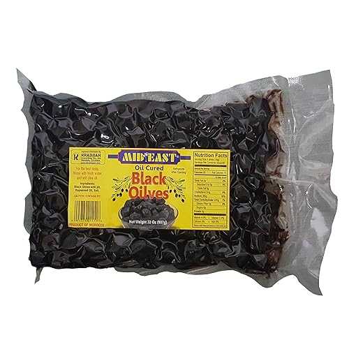 Mid East Oil Cured Moroccan Black Olives 32薬局衡オンス (907g) (2 Packs)