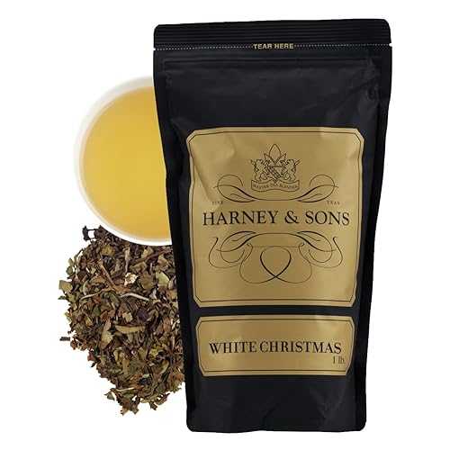 Harney \u0026 Sons White Christmas Tea / 16 ounce loose, White Tea with Almond, Vanilla and Cardamom