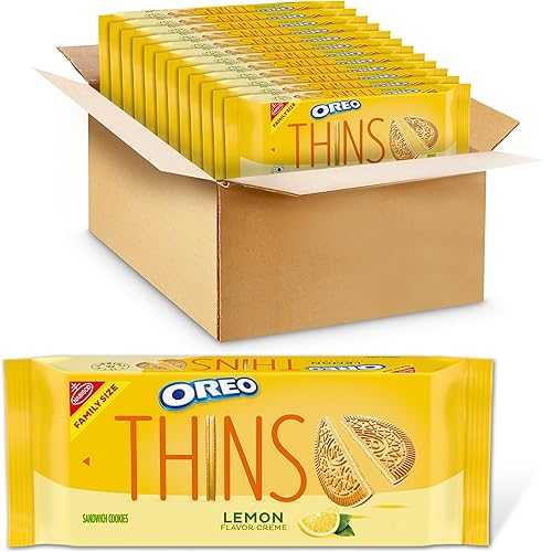 OREO Thins Lemon Creme Sandwich Cookies, Family Size, 12-11.78 薬局衡オンス Packs