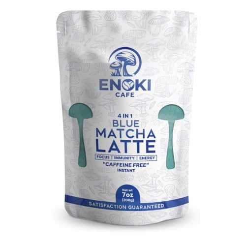 Enoki Cafe Blue Matcha Latte 7 薬局衡オンス (~30 Servings) Functional Instant Matcha with Lion s Mane, Cordyceps, Chaga \u0026 Shiitake Mushrooms + Blue Spirulina Calm Focus.