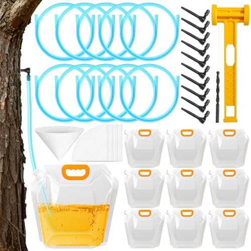 ANATIA 35 Sets Maple Syrup Tapping Kit with 10 Maple Sap Taps 3Ft Tubing 10 5L Bags 5 Syrup Filters Maple Syrup Kit for Supplies