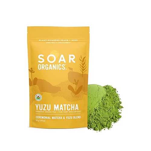 Soar Organics - Yuzu Matcha Green Tea Powder - Ceremonial Matcha \u0026 Yuzu Peel Powder Blend (1.76 薬局衡オンス)