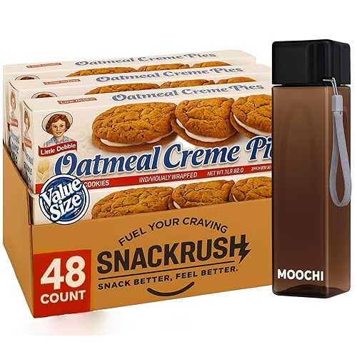 Oatmeal Creme Pie, Sandwich Cookies Snack Box (48 Count) Get Free Reusable Water Bottle Custom bundled by MOOCHI
