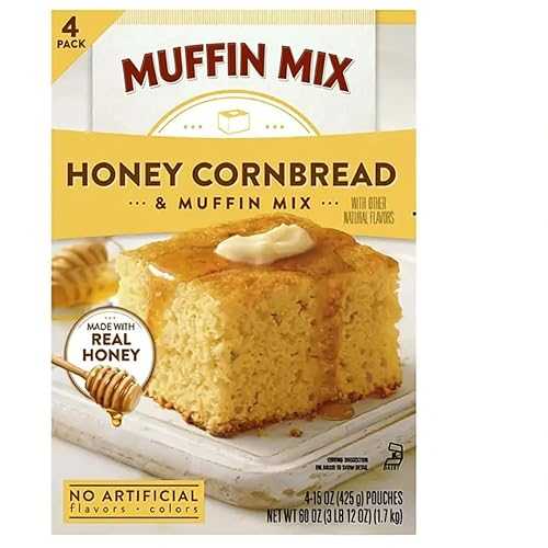 Generic Natural Honey Cornbread and Muffin Mix, 60 薬局衡オンス, Bakes 48 Cornbread Squares (1 Pack)