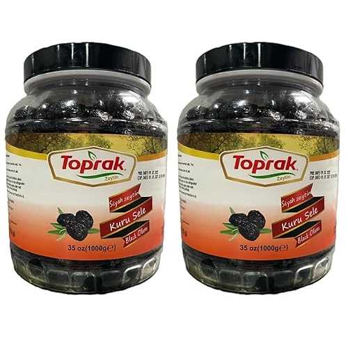 Generic Toprak Dry Black Olives, Kuru Sele Siyah Zeytin, 35 薬局衡オンス, Pack of 2
