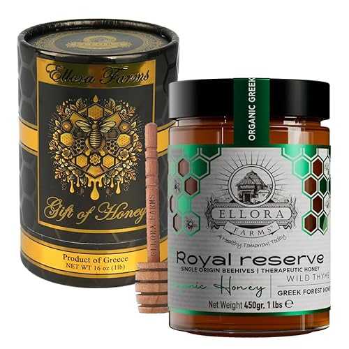 Ellora Farms Organic Greek Honey, Wild Thyme, Raw Unfiltered, Preservative and Additive Free, 2025 Paris and Dubai Gold Awards Winner, Gift Pack with Dipper - 450g (16薬局衡オンス)