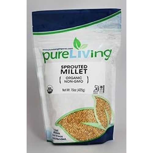 Pure Living Organic Sprouted Millet - 6 Packs of 15 Oz Each - Nutrient-Rich and Easily Digestible Grain