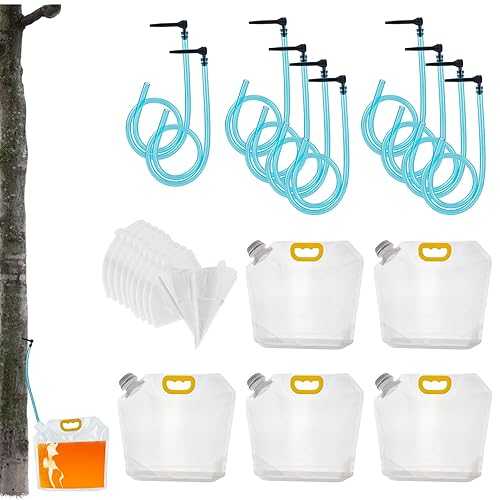 NICENEEDED 10 Sets Maple Syrup Tapping Kit, Include 10 Taps 10 Pcs Tubing 10 Pcs Filters 5 Pcs 5L Bags, Maple Tree Tapping Kit for Maple Birch Syrup Collection Supplies