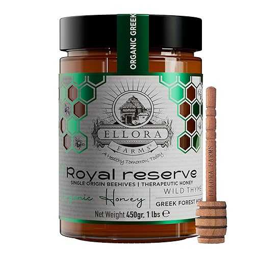 Ellora Farms Organic Honey, Wild Thyme Organic Honey Raw Unfiltered, Preservative and Additive Free, 2025 Paris and Dubai Gold Awards Winner - 450 g
