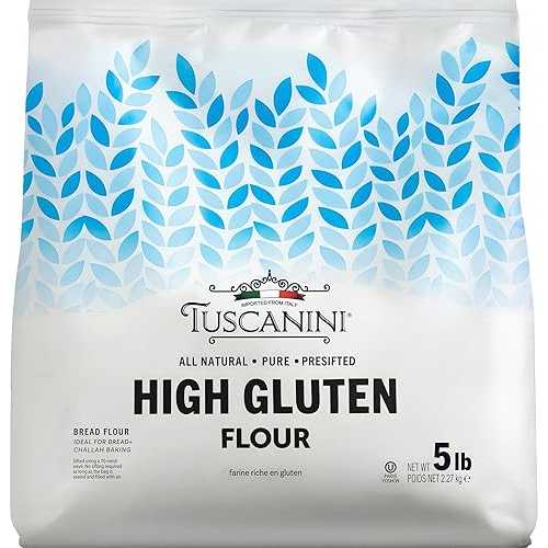Tuscanini Italian High Gluten Flour, Premium Bread Flour, 5 重量ポンド (2.27 kg) / Ideal for Bread, Challah \u0026 Pizza Dough / Insect Free / All Natural, Pure, Presifted / Kosher